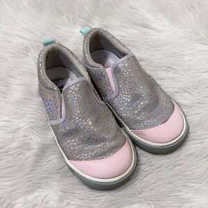 See Kai Run Kids Girls 11.5 Italya Pink Gray Metallic Slip On Shoes Sneakers